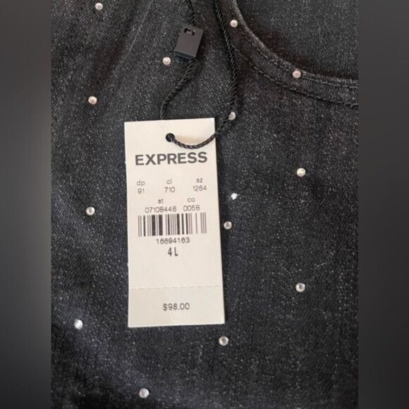 Express Rhinestone studded jean leggings NWT size 4L​​ - Picture 2 of 4